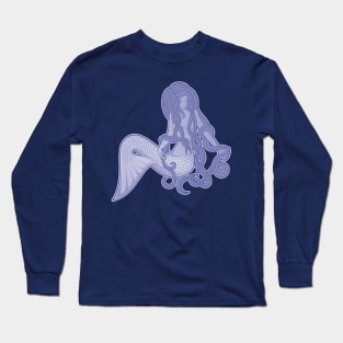 Sitting Mermaid Blue Long Sleeve T-Shirt